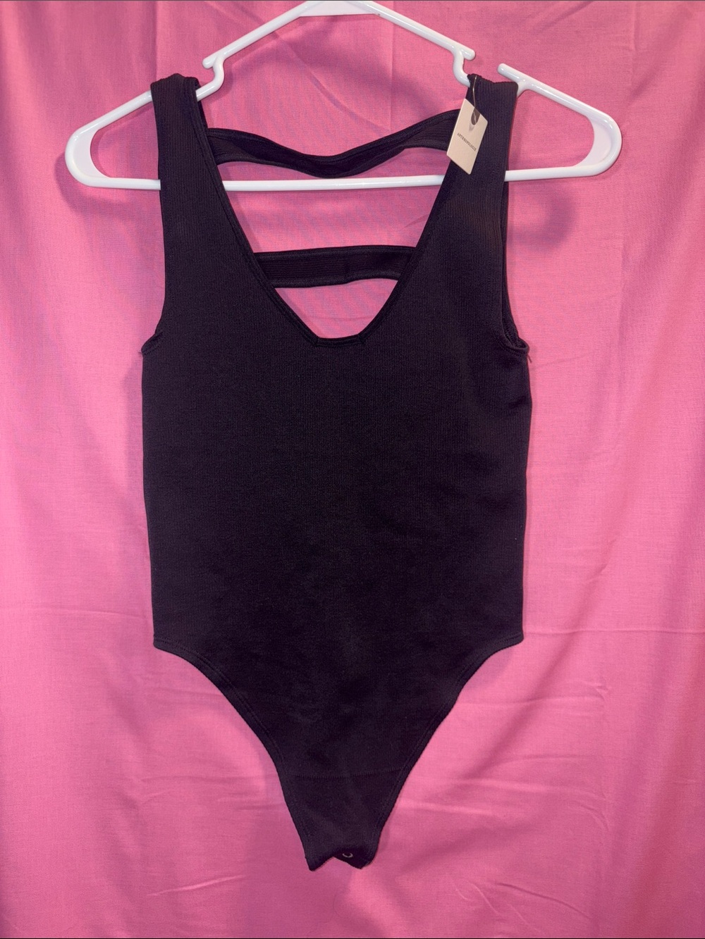 Anthropologie Black Strappy-Back Ribbed Bodysuit